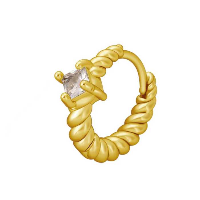 vintage exquisite twisted hoop earrings with zircon inlay, elegant geometric earrings, wholesale