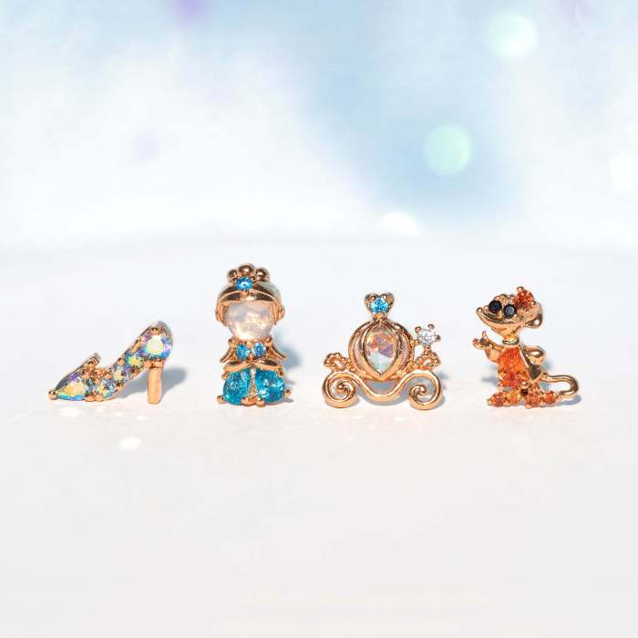 Fashion Design Fairy Tale Earring Set, Cute Cartoon Crystal Shoe Colorful Zircon Earrings Four-piece Jewelry Set