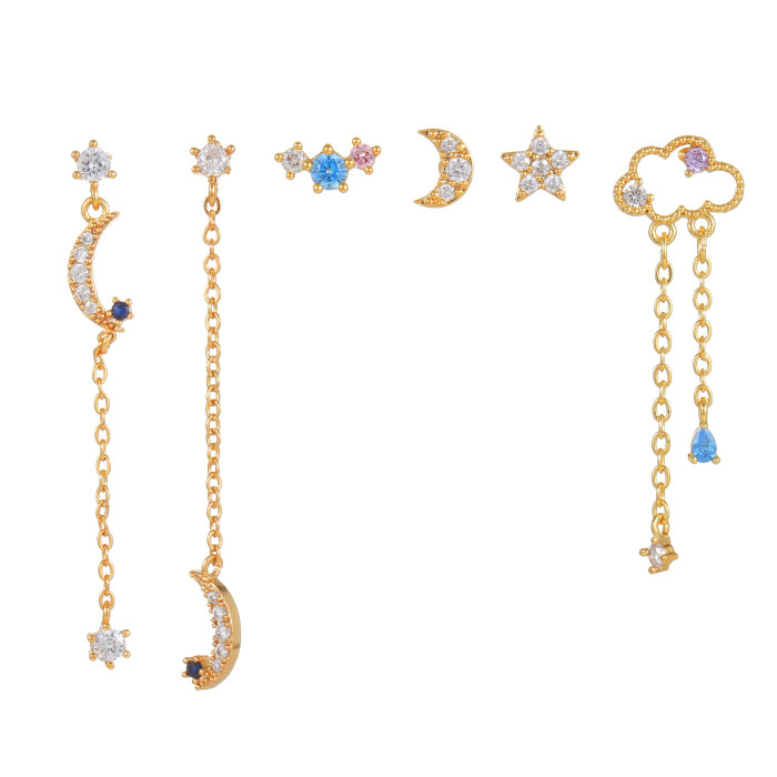 Trendy Instagram-style Ear Care Set, Earrings with 925 Silver Pins, Super Shiny Zircon Tassel Earrings, Elegant Women...