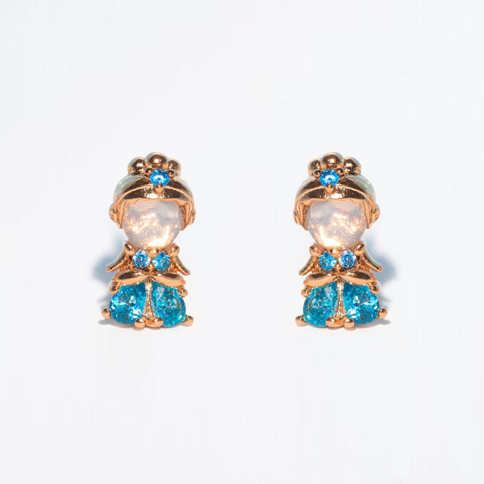 Fashion Design Fairy Tale Earring Set, Cute Cartoon Crystal Shoe Colorful Zircon Earrings Four-piece Jewelry Set