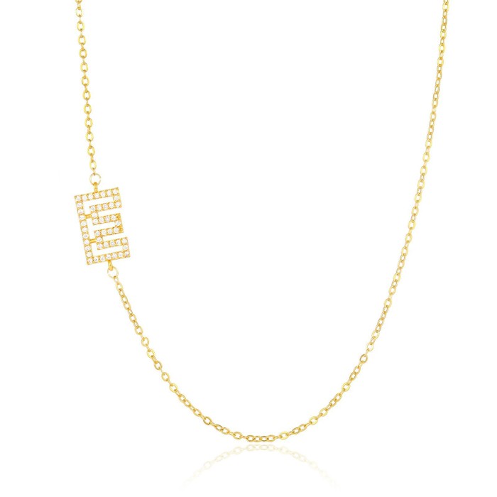 Personalized Capital Letter Zircon Clavicle Chain for Women, Fashionable and Elegant Gold Plated Copper Series Neckla...