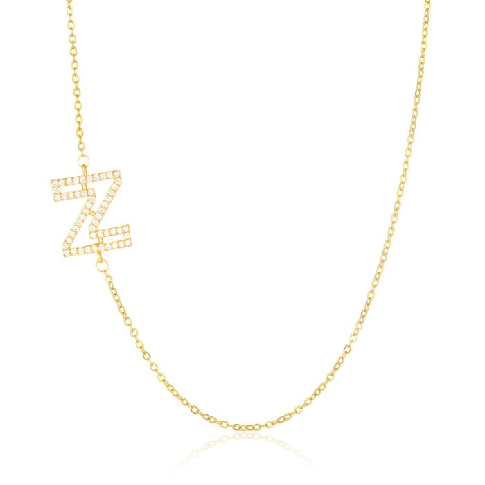 Personalized Capital Letter Zircon Clavicle Chain for Women, Fashionable and Elegant Gold Plated Copper Series Neckla...