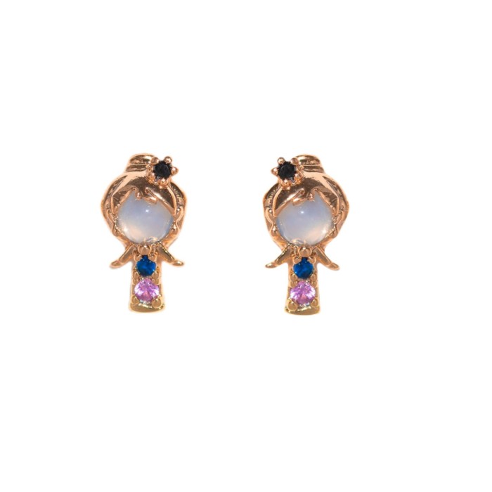 Amazon Jewelry 925 Silver Needle Earring Set Creative Cartoon Character Micro-Inlaid Colorful Zircon Animal Stud Earr...