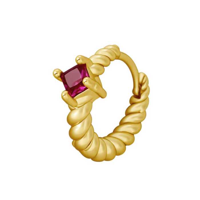 vintage exquisite twisted hoop earrings with zircon inlay, elegant geometric earrings, wholesale