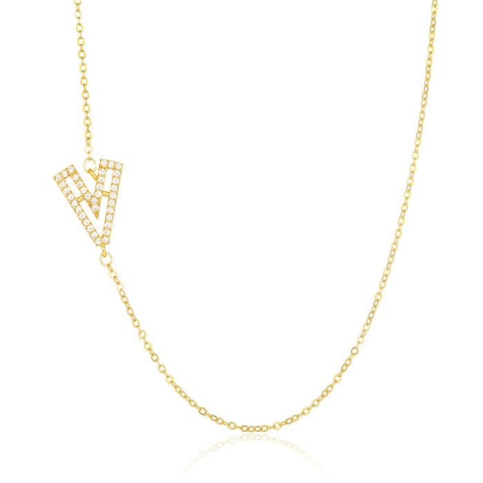 Personalized Capital Letter Zircon Clavicle Chain for Women, Fashionable and Elegant Gold Plated Copper Series Neckla...