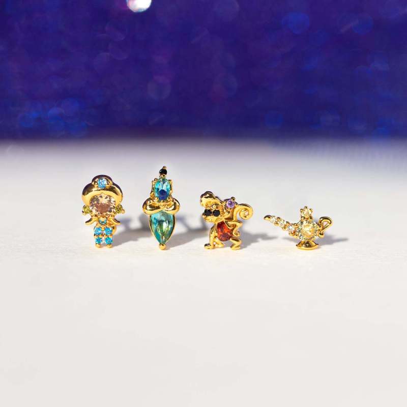 Cartoon Colorful Zircon Princess Earring Set for Women, Light Luxury Style Creative Animal Earrings, New Ear Accessor...