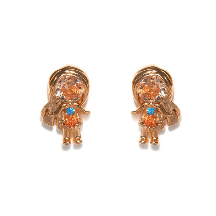 Fashion Small Animal Micro-inlaid Zirconia Delicate Earrings, Exquisite Cute Cartoon Character Earrings for Women