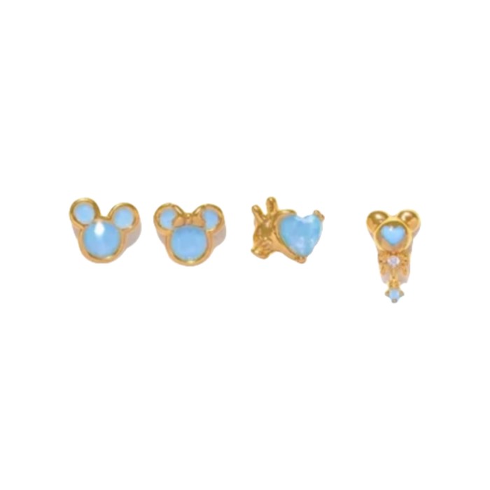 Sweet Style Mickey Small Earrings, Cute and Comfortable for Piercing, No Need to Remove When Sleeping, Blue and Pink...