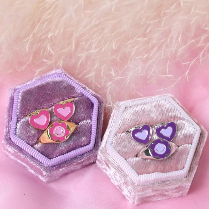 Instagram-style Heart-shaped Oil-painted Earrings, Copper Plated with Real Gold and Inlaid with Zirconia, Two-tone He...