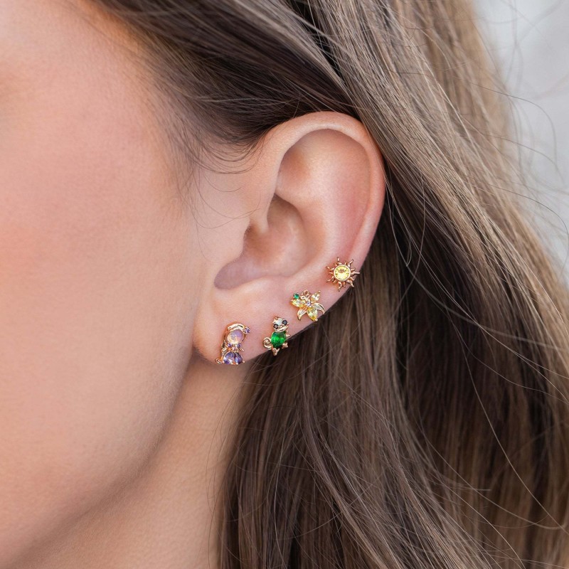 Niche Design Fantasy Fairy Tale Series Princess Earring Set, Four-piece Set, Light Luxury Colorful Zircon Earrings, J...