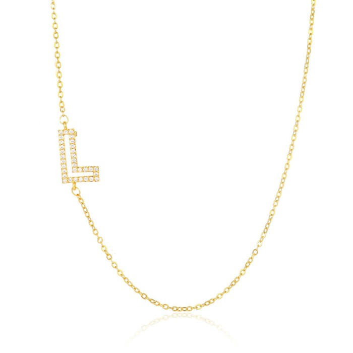 Personalized Capital Letter Zircon Clavicle Chain for Women, Fashionable and Elegant Gold Plated Copper Series Neckla...