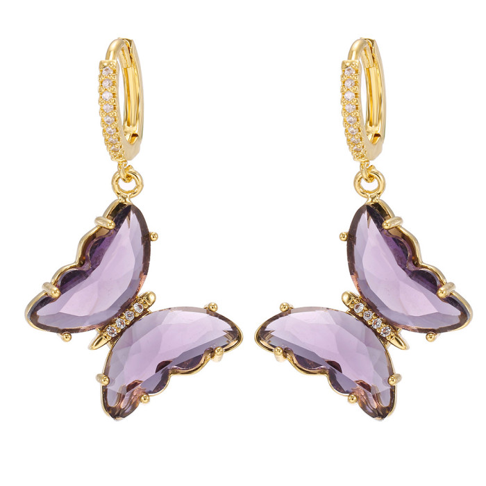 Glass Butterfly Earrings, Elegant and Unique Women's Crystal Earrings, Wholesale From Street Vendors, Fashionable and...
