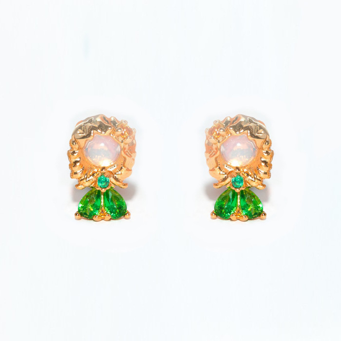 Fashion New Cartoon Character Silver Needle Earrings for Women, Exquisite Micro-inlaid Colorful Zirconia Stud Earring...