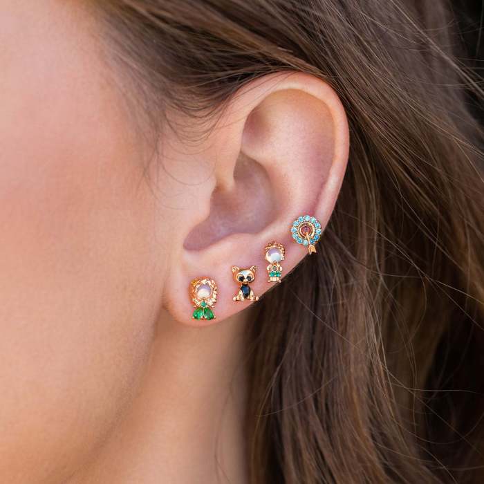 Fashion New Cartoon Character Silver Needle Earrings for Women, Exquisite Micro-inlaid Colorful Zirconia Stud Earring...