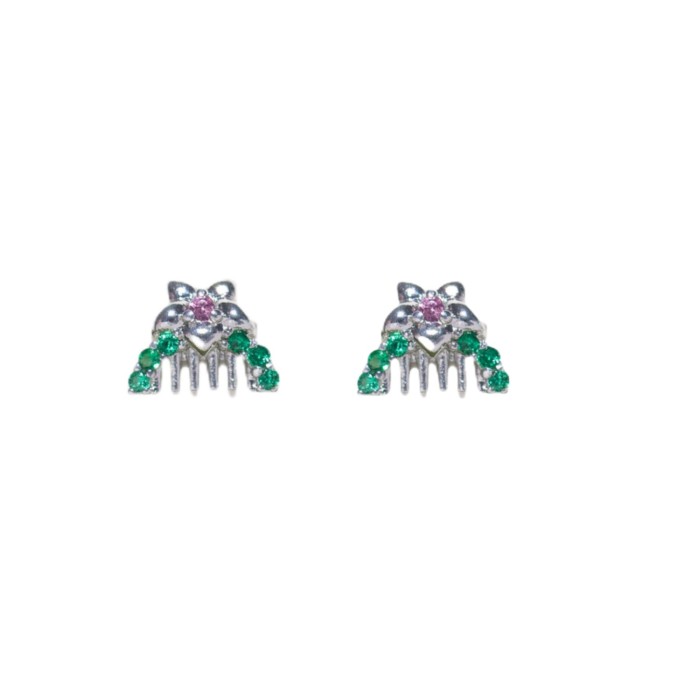 Amazon Jewelry 925 Silver Needle Earring Set Creative Cartoon Character Micro-Inlaid Colorful Zircon Animal Stud Earr...