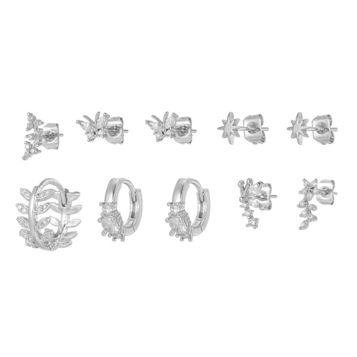Korean-style Fashion Copper-plated S925 Silver Needle Earrings for Women, Elegant Hao Stone Earrings, Multi-piercing...