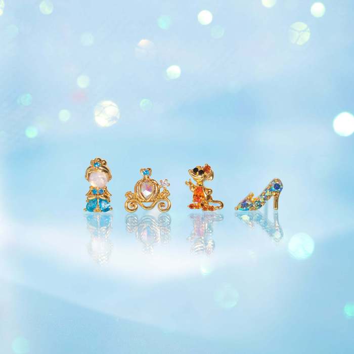 Fashion Design Fairy Tale Earring Set, Cute Cartoon Crystal Shoe Colorful Zircon Earrings Four-piece Jewelry Set