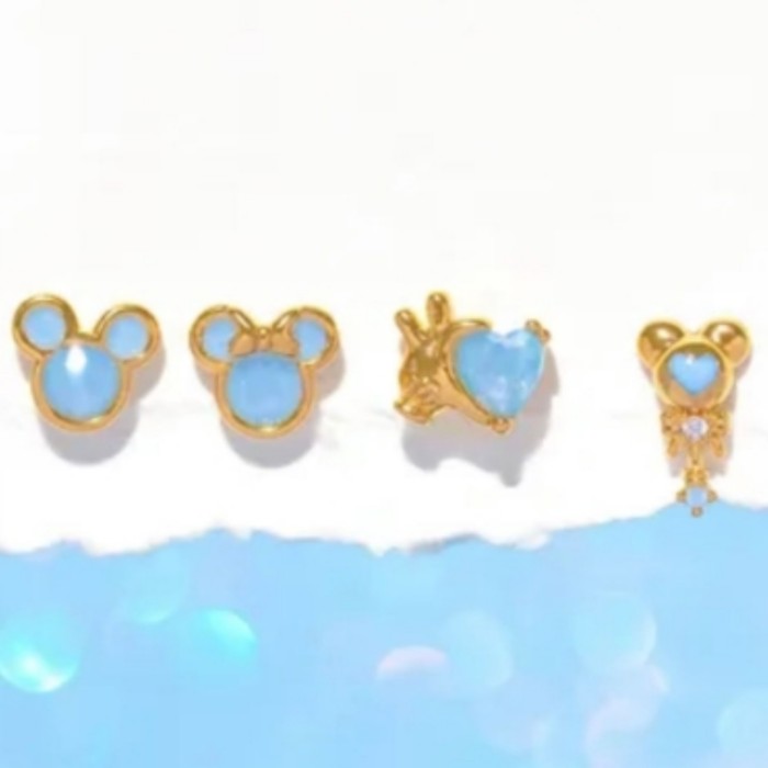 Sweet Style Mickey Small Earrings, Cute and Comfortable for Piercing, No Need to Remove When Sleeping, Blue and Pink...