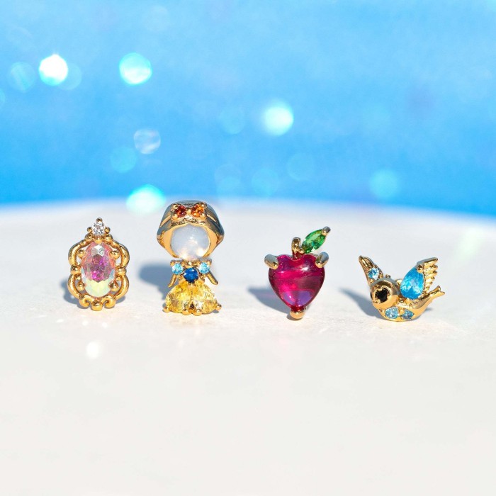 Niche Design Fantasy Fairy Tale Series Princess Earring Set, Four-piece Set, Light Luxury Colorful Zircon Earrings, J...