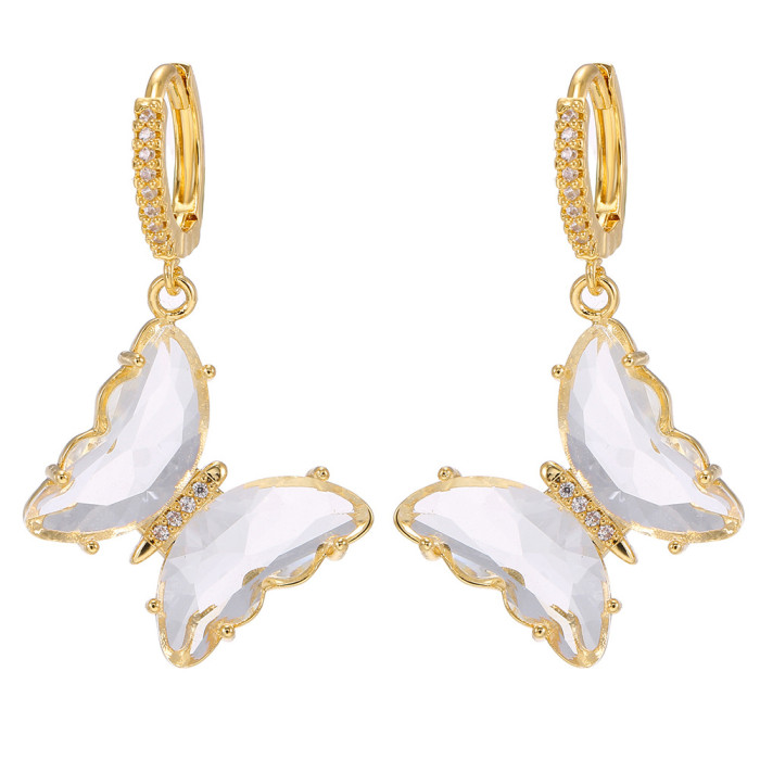 Glass Butterfly Earrings, Elegant and Unique Women's Crystal Earrings, Wholesale From Street Vendors, Fashionable and...