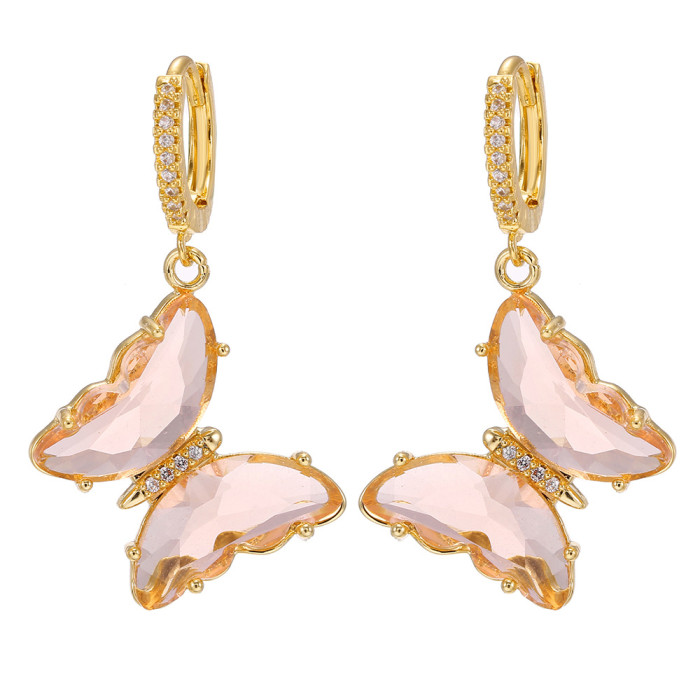 Glass Butterfly Earrings, Elegant and Unique Women's Crystal Earrings, Wholesale From Street Vendors, Fashionable and...
