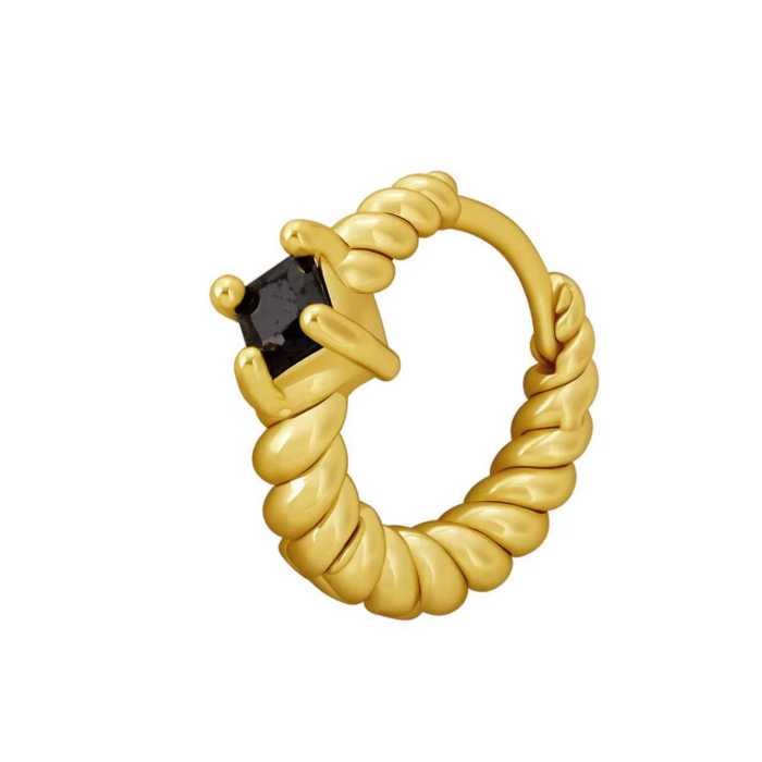 vintage exquisite twisted hoop earrings with zircon inlay, elegant geometric earrings, wholesale