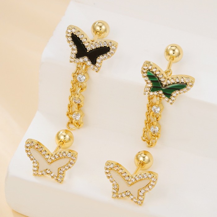 Stylish Butterfly Ear Cuffs with Screw-on Balls, Sweet and Cool Niche Copper Plated 18K Gold Earrings Wholesale for W...