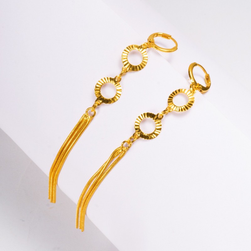 New Brass 24K Gold Plated Earrings, Long Tassel Drop Earrings, Stylish Design, High-end Copper, Wholesale From Manufa...