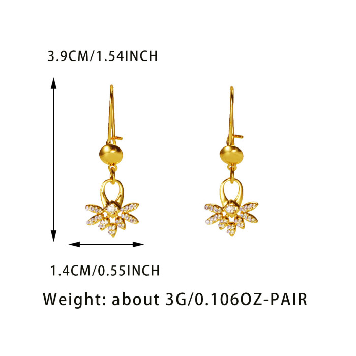Gold Plated Copper Floral Stud Earrings for Women, Light Luxury, Exquisite, Fashionable, Versatile Earrings, Niche De...