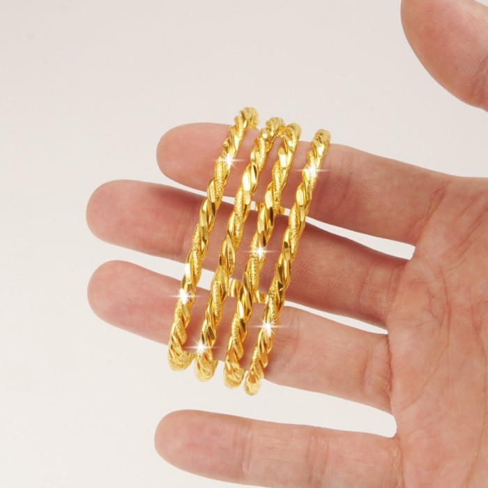 Dubai 24K Gold Plated Fine Bracelet Indian Bridal Wedding Jewelry Gold Bangle Middle Eastern Women's Bracelet