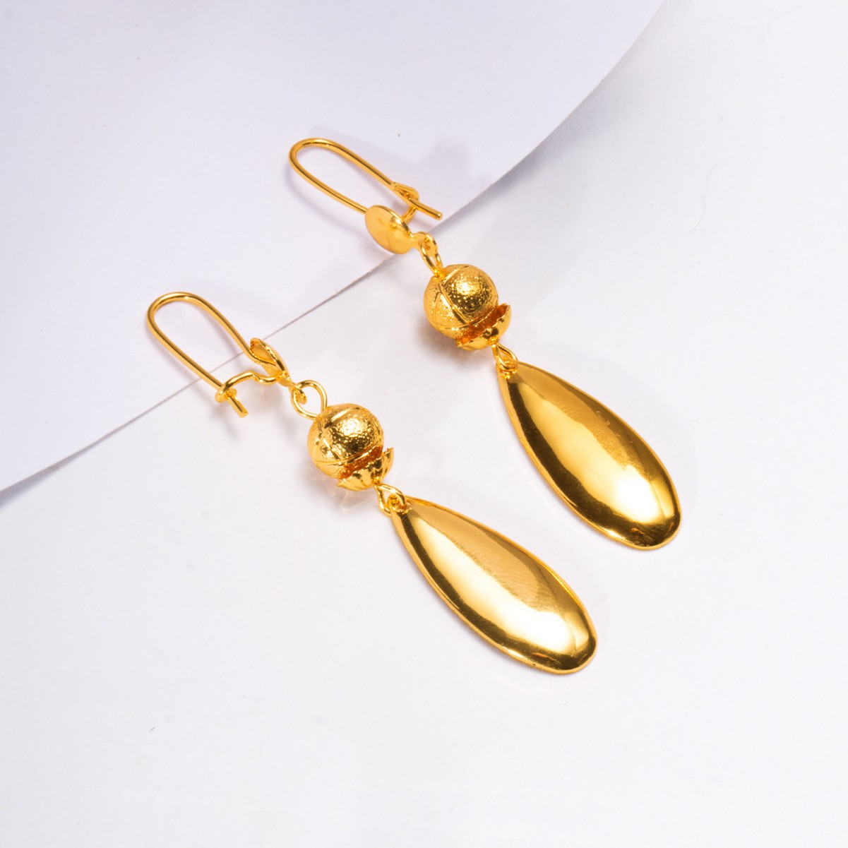 INS influencer style water drop earrings 24K gold copper material boho fashion jewelry