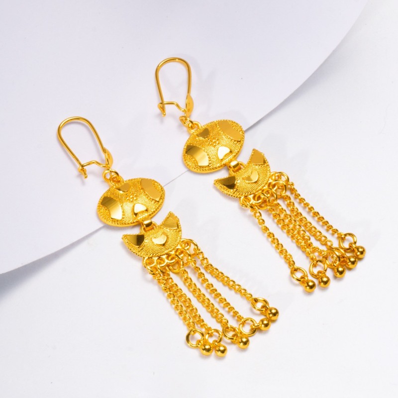 Xinjiang Ethnic Style Indian Bridal Earrings, New Gold Plated Earrings, Nigerian Jewelry Wholesale