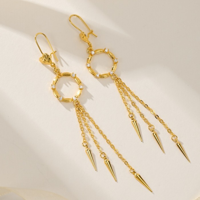 Light Luxury Earrings, Gold Plated Copper, High-End Exquisite Drop Earrings, Stylish Fashion Tassel Earrings for Wome...