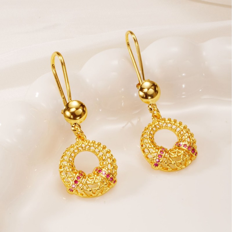 Vietnam Gold Plated Women's Earrings, Copper Gold Plated Hollow Drop Earrings, Jewelry, Philippines Earrings Wholesal...