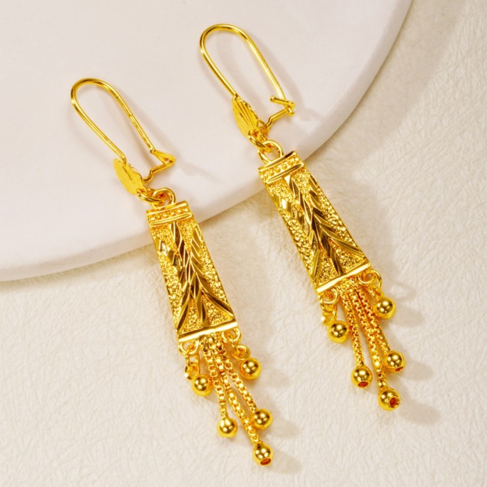 Sand Gold Long Earrings 24K Gold Plated