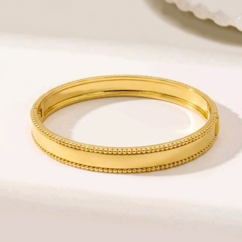 Gold Plated Copper Open Bangle Fashionable Round Bead Edge Smooth Bangle Vietnamese Sand Gold Bangle, Bracelets
