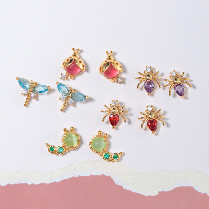 S925 Silver Needle Insect Series Earrings, High-end New Niche Personalized Spider and Dragonfly Earrings Wholesale, 9...