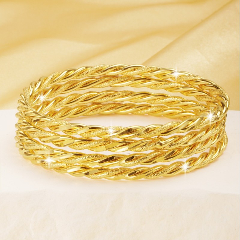 Dubai 24K Gold Plated Fine Bracelet Indian Bridal Wedding Jewelry Gold Bangle Middle Eastern Women's Bracelet