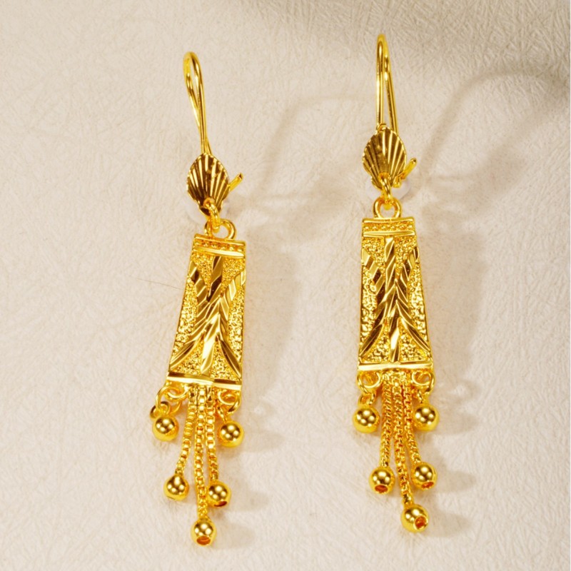 Sand Gold Long Earrings 24K Gold Plated