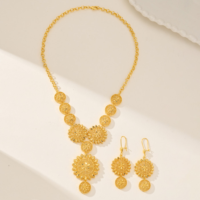 Shipping of Dubai Middle East Gold Plated Copper Jewelry Sets for Women, Necklaces, Earrings, Bridal Accessories, Dir...