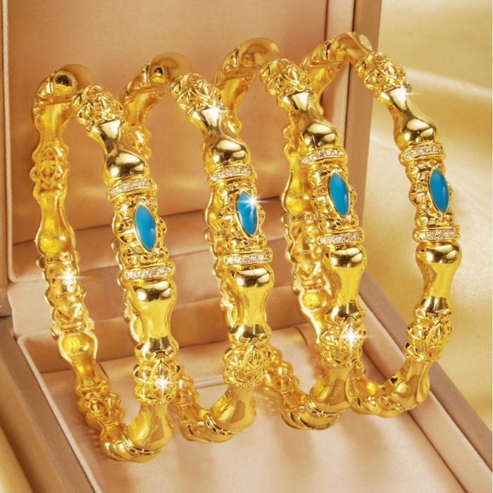 Elegant Geometric Design Women's Gold Plated Copper Open Bracelet Middle Eastern Fashion Bracelet Hand Jewelry