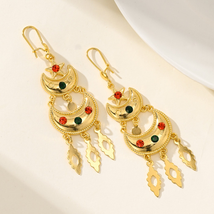 Ethnic Style Indian Bridal Drop Earrings, New Gold Plated Earrings, Nigerian Jewelry Wholesale