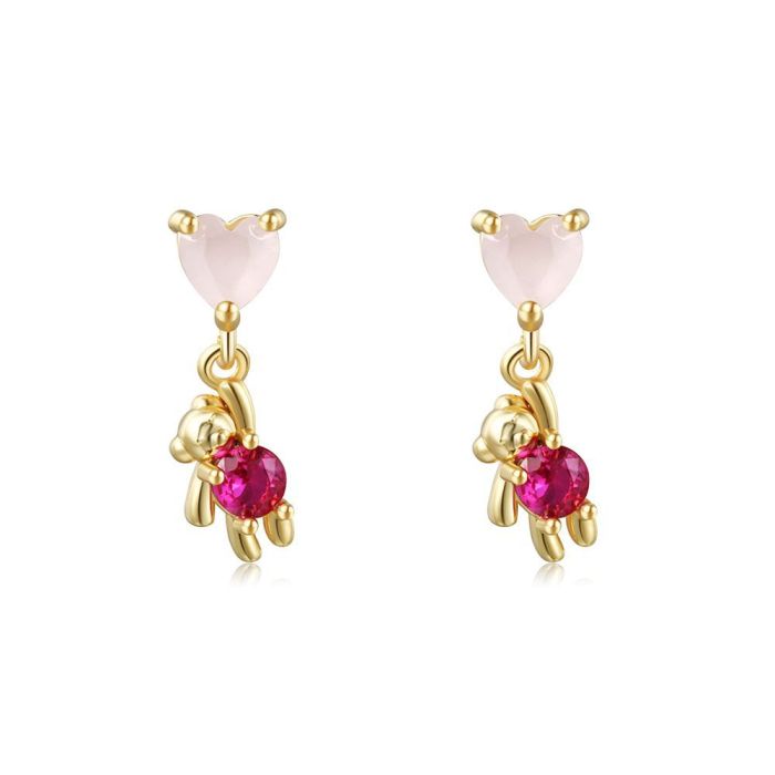 Korean INS Style New Koala Mickey Earrings with Tassels, 18K Real Gold Cute Bear and Cloud Earrings Wholesale