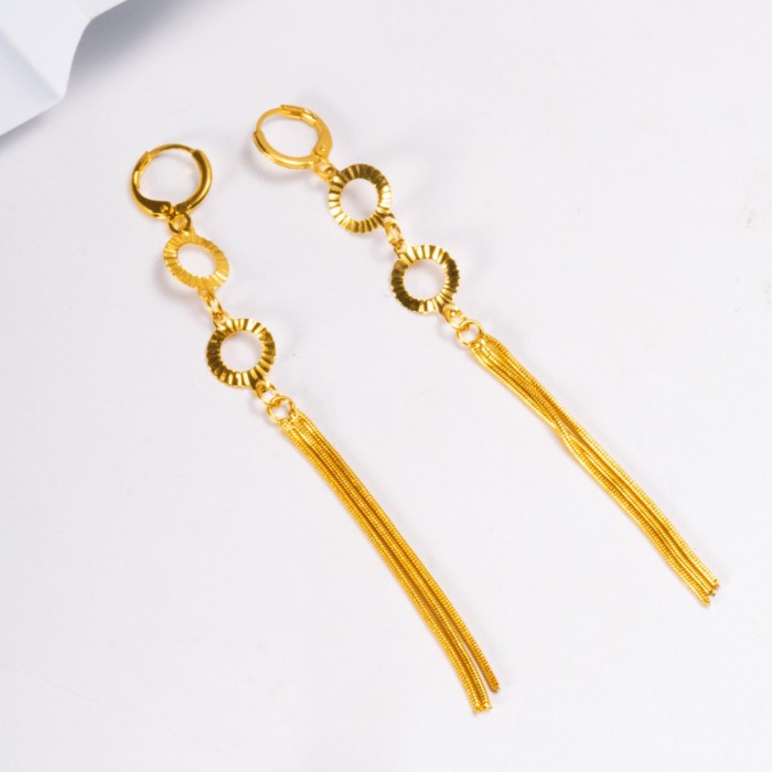 New Brass 24K Gold Plated Earrings, Long Tassel Drop Earrings, Stylish Design, High-end Copper, Wholesale From Manufa...