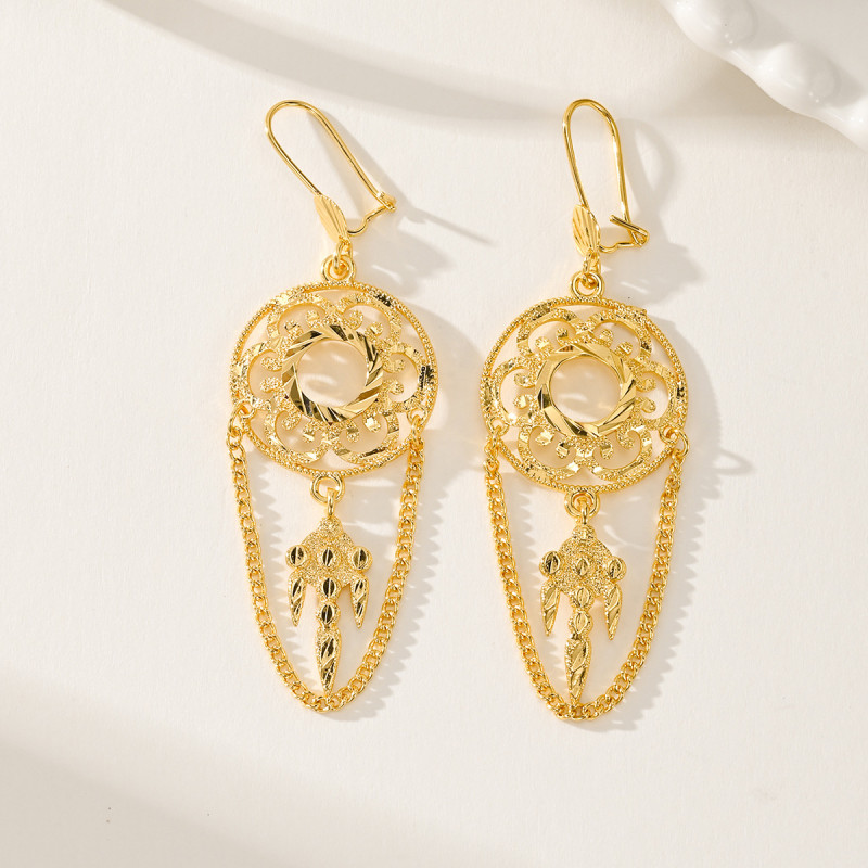 Xinjiang Ethnic Style Indian Bridal Earrings, New Gold Plated Earrings, Nigerian Jewelry Wholesale
