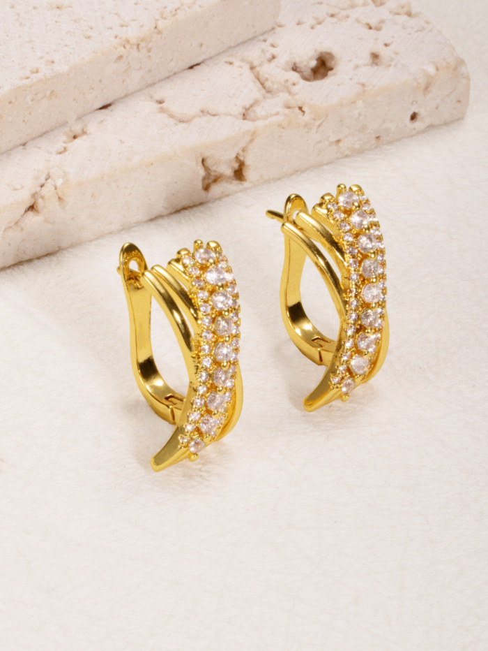 18K Gold Plated Copper Diamond-shaped Earrings, Style, Unique and Simple Geometric Earrings, Fashionable and Popular,...