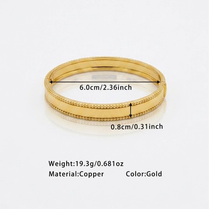 Gold Plated Copper Open Bangle Fashionable Round Bead Edge Smooth Bangle Vietnamese Sand Gold Bangle, Bracelets