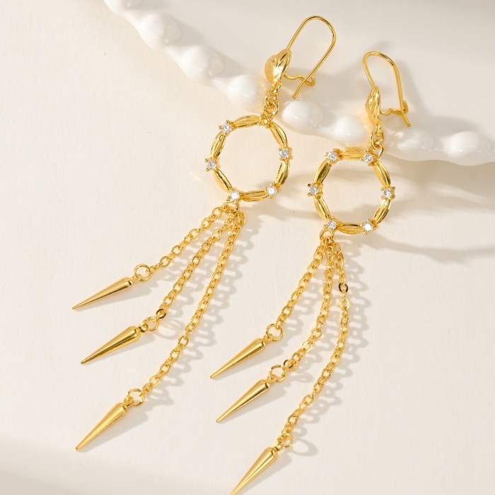 Light Luxury Earrings, Gold Plated Copper, High-End Exquisite Drop Earrings, Stylish Fashion Tassel Earrings for Wome...