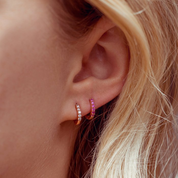 Personalized DIY Earring Accessories with Micro-inlaid Zirconia, Textured Hoop Earrings Can Be Paired with Pendant Ea...
