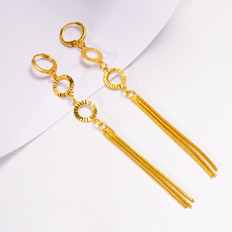 New Brass 24K Gold Plated Earrings, Long Tassel Drop Earrings, Stylish Design, High-end Copper, Wholesale From Manufa...